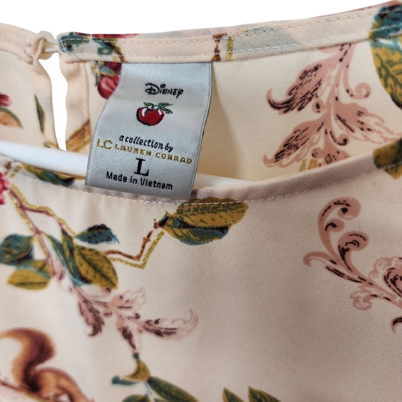 Disney By Lauren Conrad Whimsical Floral and Animal Print Blouse‎ Size Large - Picture 2 of 8